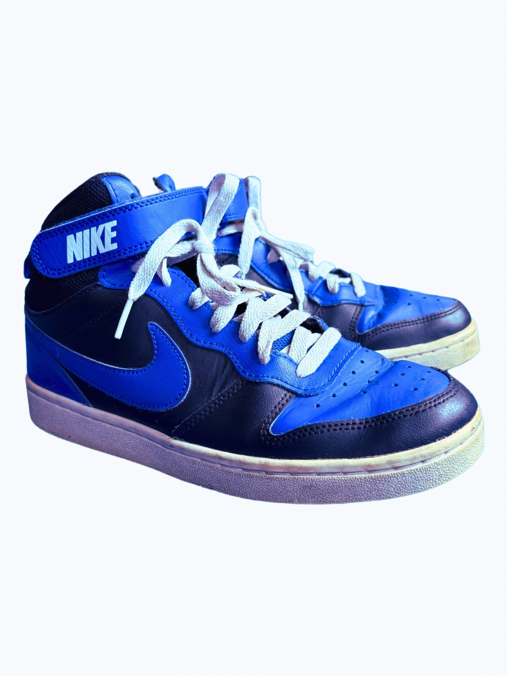 Nike Kids Blue and Black High-Top Sneakers with White Laces